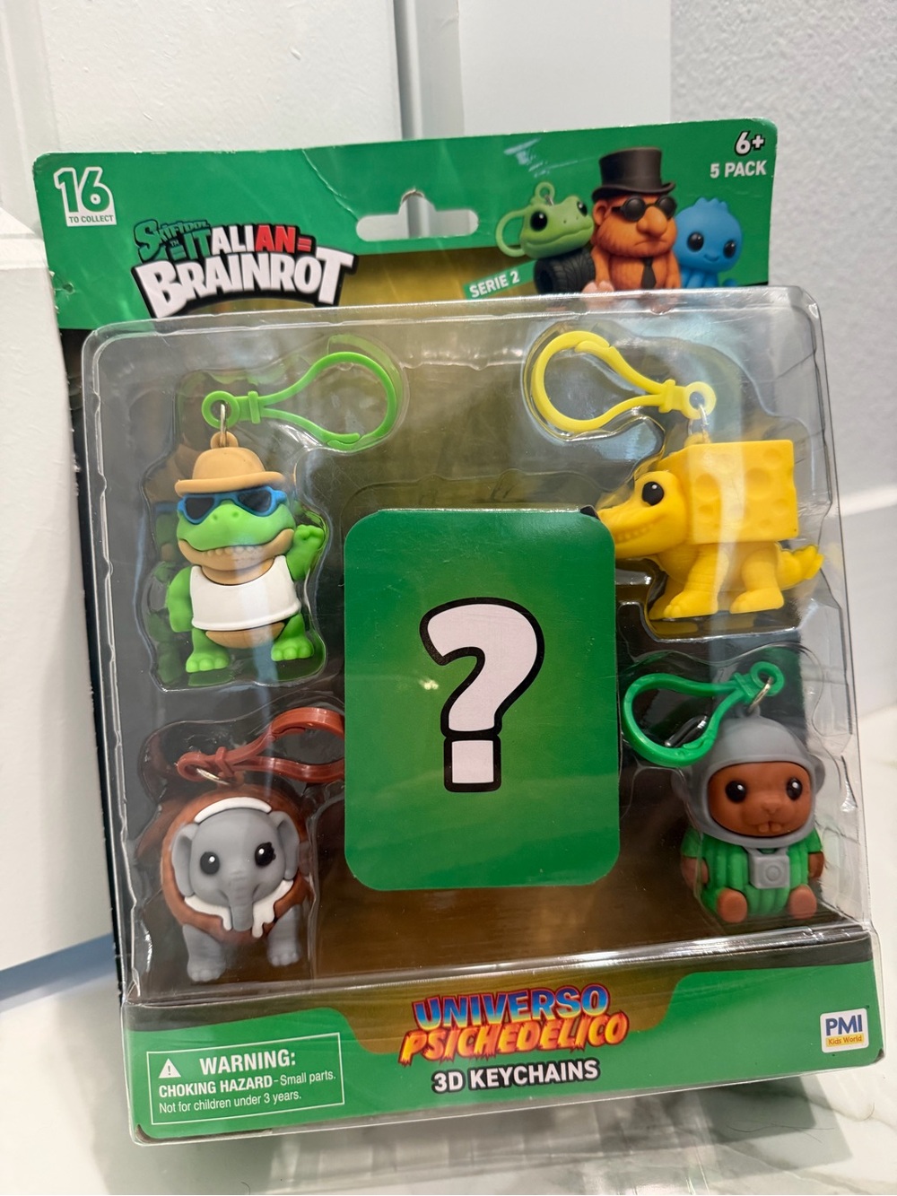Brainrot Universo Psichedelico Kids 3D Keychains - Green & Yellow Pack